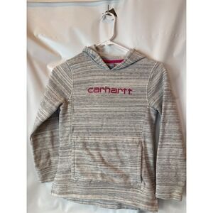 Girls Carhartt Gray/White with Pink Logo Long Sleeve Hooded  Size 10 (Med)